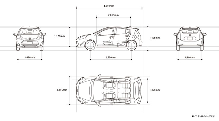 Размеры кузова, клиренс Toyota Aqua NHP10 Гибрид